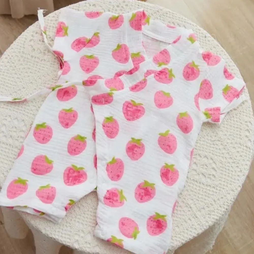 Strawberry Print Kimono Romper
